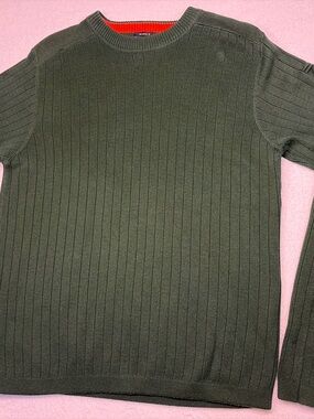 Abercrombie & Fitch Olive Ribbed Crewneck Sweater